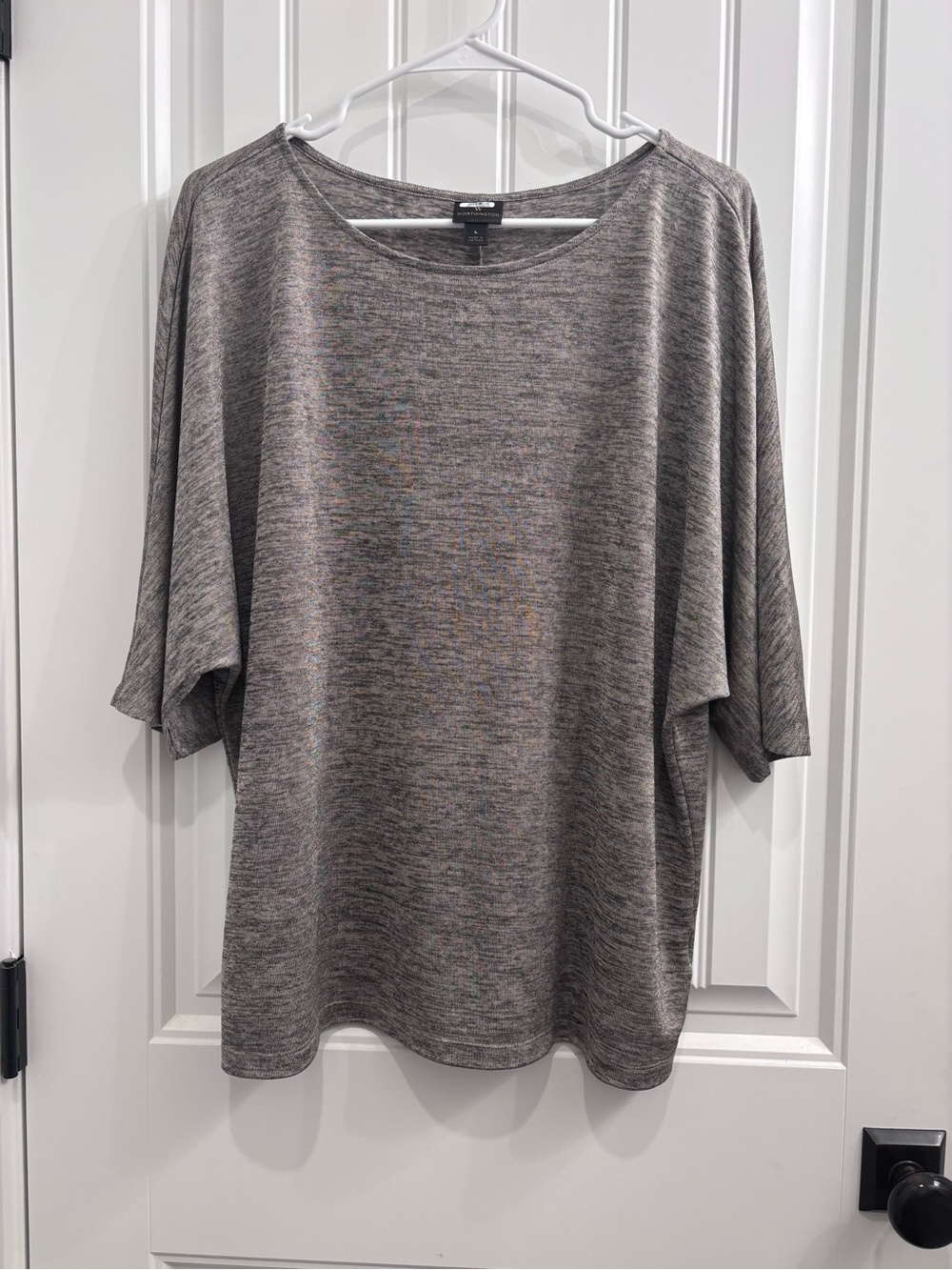 Worthington Heathered Gray Scoop Neck Short Sleeve Top